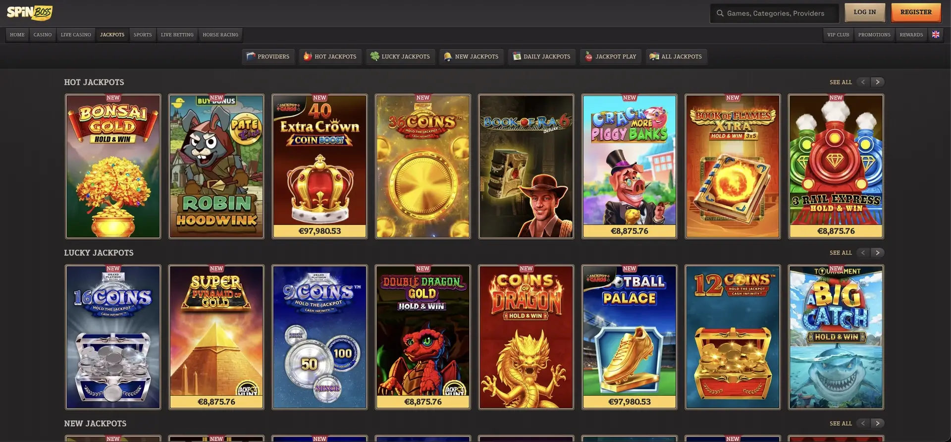 Spinboss jackpot slots with live prize counters